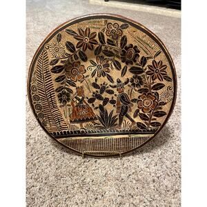 Tlaquepaque Mexican Plate  Petatillo Folk Art Pottery Hanging Wall Jalisco